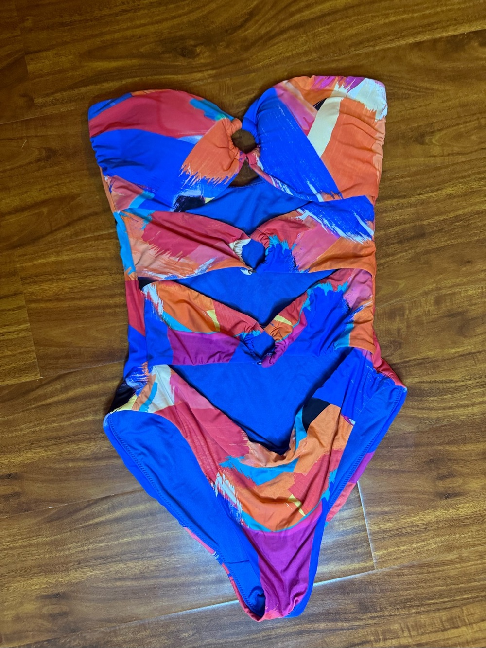 Women’s ' Bright Blue & Orange One-Piece Swimsuit with Cutouts